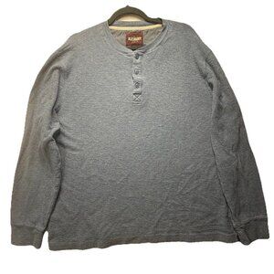 Alesbury Henley Mens Long Sleeve Thermal Shirt 2XL XXL Cotton Blend Blue Heather